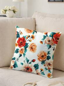 1pc/4pcs Colorful Butterfly & Floral Printed Throw Pillow Case, Home Decor Sofa Cushion Covers For Bedroom, Car