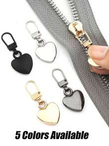 20/15/10/5/3/1 Heart-Shaped Zipper, Quick Installation Zipper Assistant, Detachable Zipper Head, Detachable Zipper Handle For Handbags, Jackets, Jackets, Suitcases - Simple Spare Metal Accessories, Small Gifts, Gifts For Her, Valentine's Day