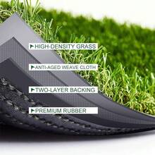 LITA Thick Artificial Grass Turf Lawn 4FT Width Customized Length, 1.38" Indoor Outdoor Garden Lawn Landscape Synthetic Grass Mat Fake Grass Rug - 綠色 - 查看 5