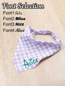 Custom Embroidered Name Pet Head Scarf,Personalized Dog Bandanas And Cat Bandana,Customized Pet Scarf-With Elastic,Customizable Plaid Headscarf,Dog Gifts,Pet Birthday Gifts,The Perfect Gift For Pet Lovers,Vintage,Casual,Unisex,Hipster,Stylish,Cute - Multicolor - View 4