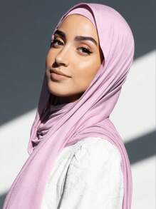 2 pièces/Set Hijab et sous-cap assortis en jersey, couleur unie, tissu modal doux et respirant, 1 hijab cylindrique simple + 1 foulard léger en modal, convient pour une utilisation quotidienne conservatrice, abaya pour femme