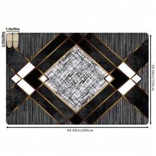 1pc/2pcs Creative Modern Geometric Print High Elasticity Absorbent Non-Slip Kitchen Mat, Suitable For Bedroom, Kitchen And Bathroom, Absorbent Household Doormat, Multipurpose Entrance, Kitchen, Bathroom Mat - Black - View 4