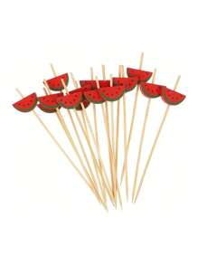 10/30/50/100/200pcs Watermelon Shaped Bamboo Skewers, Appetizer Picks For Fruit, Dessert, Burgers, Fruit Platters, Party Supplies