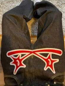 Y2K Jeans Men Hip Hop Gothic Street New Rock Clothing Jeans Women Pants Harajuku Casual Black Denim Trousers Streetwear - Red - View 3