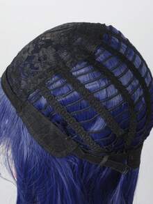 18 Inch Short Dark Blue Straight Cosplay Party Wigs With Bangs For Cosplay Or Party - Navy Blue - View 6