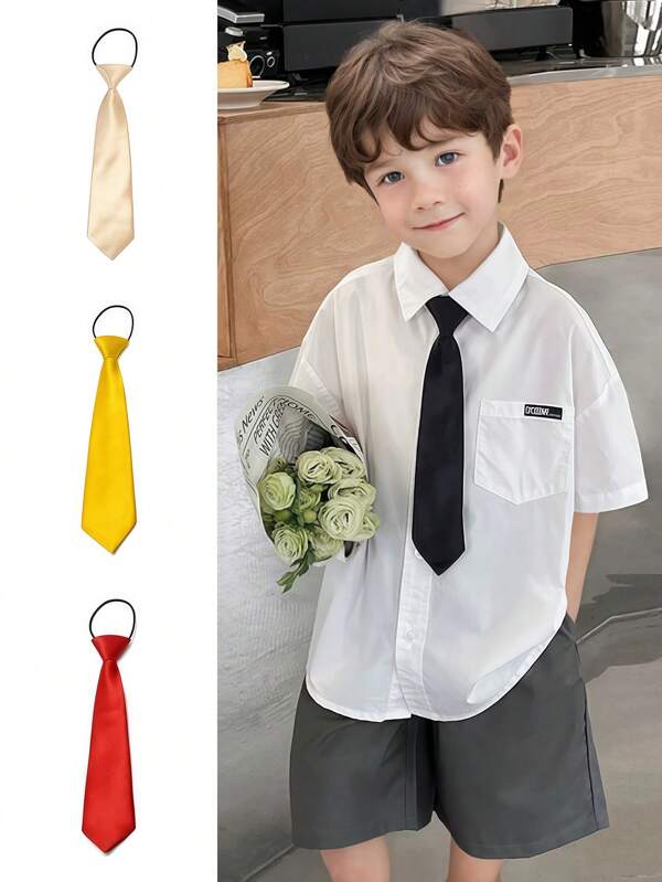 1 pièce Cravate élastique pour garçons et filles, à la mode et polyvalente, convenant aux occasions formelles, aux fêtes et aux rassemblements. Cravates pour garçons, à porter par les élèves lors de la réouverture des écoles