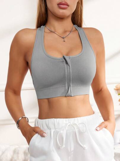 1pc Zippered Seamless Sports BH Removable Pads view 3