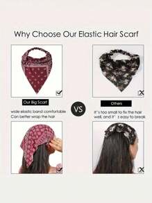 1 pièce Bandeau rétro, nouveau style foulard triangulaire en tissu, foulard triangulaire élastique et respirant pour envelopper la tête des femmes