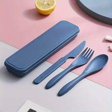 [3-In-1 Portable Camping Utensil] 3 In 1 Camping Utensil Set, Reusable Utensils Set With Case, Travel Utensils, Portable Utensils Set, Plastic Case For Travel Picnic Camping Or Daily Use