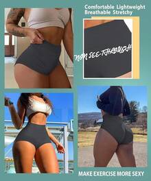 Women's High Waist Yoga Booty Shorts Workout Spandex Dance Hot Pants Butt Lifting Leggings Rave Outfits Customized Christmas New Year - 深灰色 - 查看 5