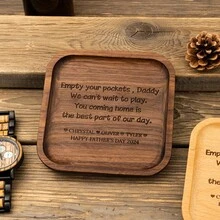 Personalized Valet Tray For Dad, Father's Day Gift, Catch All Table Tray, Birthday Gifts For Dad, Custom Valet Tray, Engraved Key Tray, Empty Your Pockets Daddy, Custom Engraved Wood Tray, Custom Wood Catchall, Personalized Valet Tray For Men - Multicolor - View 3