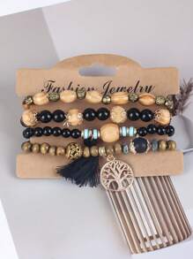 Bracelet multi-couches de style bohème avec perles, bracelet élastique pour le poignet