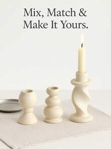 1个奶油色树脂锥形烛台，雕塑感十足的现代北欧风格烛台，适用于浪漫餐桌、家居装饰、婚礼中心摆件和创意礼品。 - 彩色 - 查看 10