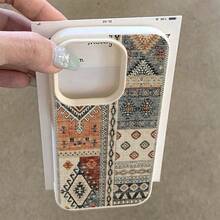 Patchwork Elements Fashion Phone Case Patchwork Fashion 1pc Vintage Plaid Full Screen TPU Phone Case Compatible With IPhone/Compatible With Redmi Phones, International Version, Not The Domestic Version Spring Gift Party - White - View 4