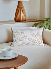 1pc Green Leaves Embroidery Throw Pillow Cover, Embroidered Leaf Cushion Covers For Bedroom Bed, Living Room Couch & Sofa , Furniture, Benches, Porch Home Decor, Patio, Car, No Pillow Insert