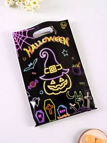 10/20/50pcs Fluorescent Halloween Gift Bags With Handle - Glow-In-The-Dark Cat & Pumpkin Pattern Party Favors For Happy Halloween Decorations 2025, Edgy Gothic Decor & Bulk Trick Or Treat Packaging