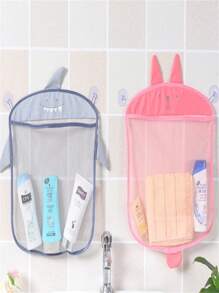 1pc/3pcs Colorful Mesh Bath Toy Storage Net Bag, Waterproof Cartoon Bathroom Hanging Suction Cup Organizer Basket, Toy Storage Pouch, Bathroom Organizer Bag