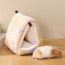 1 Pc Cute Print Pet Bird Parrot Cages Warm Plush Hammock Hut Tent Bed Hanging Cave For Sleeping And Hatching Bird Accessories