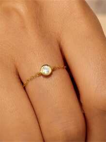 1 pieza Anillo de cadena minimalista de plata de ley 925 de estilo lujoso y ajustable para mujer, perfecto para el uso diario/joyería de boda y novia, joyería fina