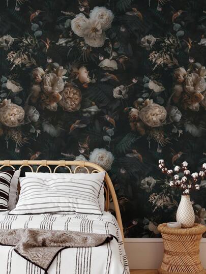 Butterfly Bloemen Dark Self Adhesive Wallpaper, Peel Stick Waterproof Renovation Wand Sticker, Removable Beautiful Mural, Home ation, Art, 17.7in*6.5/9.8ft, Stickers Panels, Paper, Wallpapers, ation Items Refresh Your Home, Rama Birthday Graduation view 3