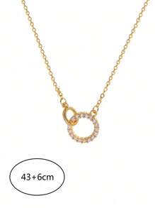 1 pieza Collar de acero de titanio con colgante de circonia, diseño geométrico circular a la moda, simple y minimalista