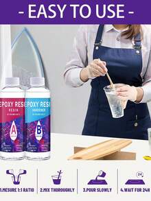 1:1 环氧树脂 240/500ml 水晶透明环氧树脂套装，适用于 DIY 艺术、木工、珠宝制作、杯垫、模具铸造环氧树脂 - 低粘度，适合初学者和专业人士 - Epoxy Resin - 查看 6