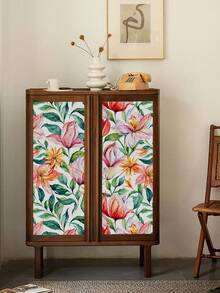 1 卷 1m/3m/5m 复古橙色粉色花叶热带植物可移除自粘接触纸乙烯基壁纸适用于 DIY 家居装饰墙壁、房间、卧室、厨房、客厅、浴室、橱柜、家具墙纸墙贴房间装饰墙贴