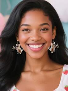 Pink Snail Hoa tai hình mắt động vật dễ thương, Hoa tai thả bằng nhựa Acrylic sáng tạo cho phụ nữ, quà tặng hoàn hảo cho người yêu động vật, thích hợp cho mùa hè, mùa đông, tiệc bãi biển, ngày lễ - mèo mắt cá - Xem 8