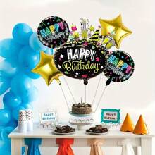 5pcs Foil Balloons For Birthday Party Decoration, Suitable For Birthdays, Holidays, Anniversaries, And Other Themed Events