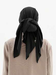 1件经典纯色优雅长款围巾头巾帽，中东阿拉伯风格休闲百搭宽檐头巾帽，适合日常及户外穿着。 - 黑色 - 查看 5