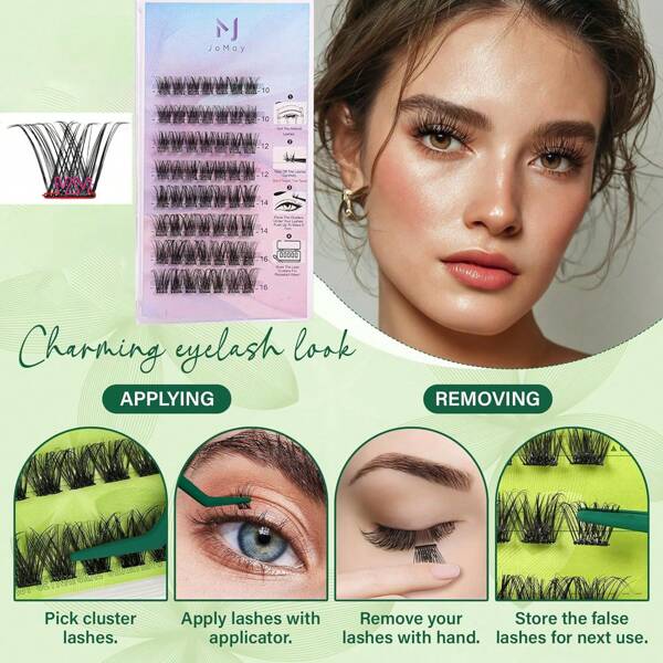 Self Adhesive Eyelashes 48Pcs Lash Clusters Self Stick Lashes Reusable Self-Adhesive Lashes No Glue Cluster Lashes Easy For Use