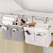 Bolsa de almacenamiento colgante multifuncional para sofá junto a la cama, cesta colgante de tela, estantes para mesita de noche para almacenamiento en dormitorio y apartamento EO3Q - B caqui - Ver 1