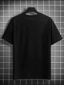 Camiseta de hombre con estampado de letras de México, camiseta de manga corta de verano para hombre, camiseta informal de cuello redondo. - Negro - Ver 2