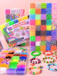 Set de kit de fabricación de pulseras de goma de 2700+/1600+/600+ piezas: kit de artesanía de pulseras trenzadas de colores aleatorios, regalo creativo para fiesta de cumpleaños, set de arte y manualidades que incluye herramientas de tejido, suministros para principiantes de joyería para mujeres