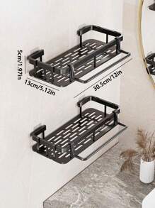 2pcs Bathroom Shelf Wall Mounted Storage Racks, No Drilling Required, For Bathroom, Vanity, Kitchen Use