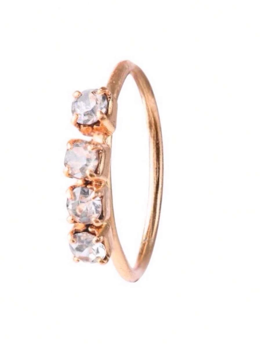 1PC Rose Gold Nose Ring Hoop 4 Stone Gems Piercing Body Piercing Womens Ava's Accessory Box Womens Jewellery - Rose Gold - View 1