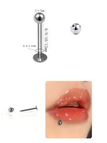1 Stück medizinische Grad hypoallergene Titan-Stahl flacher Stift, extern mit Gewinde, kugelförmiger 20G/18G Ohrstecker für Knorpel, Augenbraue, Grübchen, 316L Piercing Schmuck, Lippen Ring, Zungenstecker