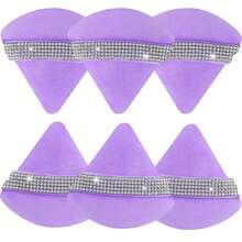 12/6/3 Pcs Luxurious Diamond Powder Puffs - Soft, Dual-Sided Velvet & Suede Texture,Triangle Makeup Puffs, Soft Air Cushion Sponge With Rhinestone Accents, Wet Dry Cosmetic Foundation Blender Makeup Sponge For Under Eye,Foundation Application, Gentle On All Skin Types, Shiny Rhinestone Gift