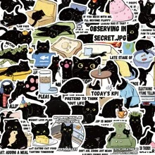 50 Stück schwarze Katzen Aufkleber, süße Katzen Aufkleber, Katzen Aufkleber, süße, lustige Katzen Aufkleber, Cartoon Aufkleber, süße Aufkleber für Wasserflasche, Hydroflask, Gitarre, Gepäck, Handy, Hülle, Laptop, Skateboard, Geschenk, Schulmaterial, Schulanfang