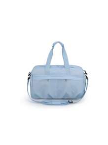 Borsa sportiva da fitness in colore unito con scomparto per le scarpe, da trasportare a mano o a spalla, design con più tasche, separazione di parti bagnate e asciutte