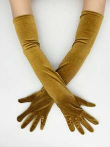 1 Pair Women Long Velvet Gloves, Multi-Color, Suitable For Formal Occasions, Wedding, Party, Elegant Decor, Warm