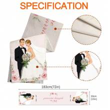 1 pièce Chemin de table de mariage rose personnalisé, déco de table imprimée respirante en lin monoface, convient pour buffet, fête, vacances, dîner, pique-nique, camping, décoration de table, taille 183*33cm