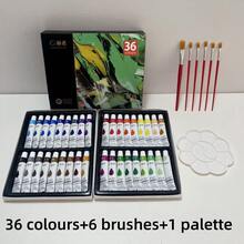 SHEIN X Jess Acrylic Paint Set Of 36 Colors 0.41fl Oz 12ml Bottles, 36 Colors Acrylic Paint No Fading Rich Pigment For Kids Adults Artists Canvas Crafts Wood Painting-Perfect For Artists, Students, Crafts, Diy Wall & ClothesPainting! - Multicolor - View 17