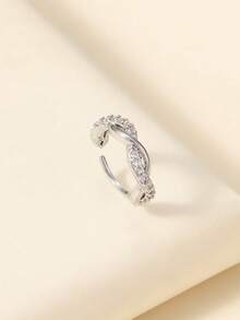 女士方形方晶锆石假鼻环铜质圆形耳骨耳洞身体饰品 - 銀色 - 查看 5