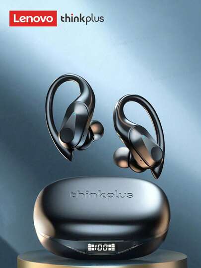 Lenovo LP75 Bluetooth Earphones, Hanging Ear Style With Digital Display, Ultra-Long Battery Life 5.3H, HIFI Sound, Low Latency, Music, Gaming, Running, Waterproof, Microphone, Wireless Headphones