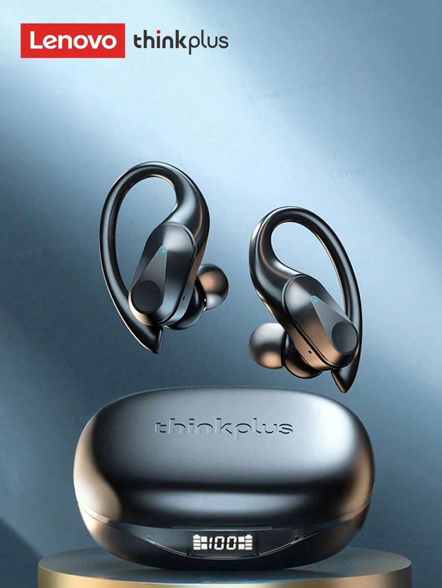 Lenovo LP75 Bluetooth Earphones, Hanging Ear Style With Digital Display, Ultra-Long Battery Life 5.3H, HIFI Sound, Low Latency, Music, Gaming, Running, Waterproof, Microphone, Wireless Headphones