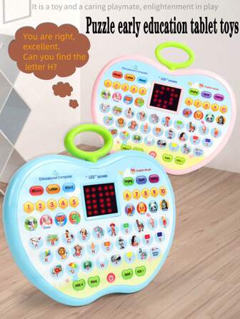 益智玩具儿童学习机模型，智力开发，数字，动物声音，字母发音，模拟平板电脑，生日/学校奖励礼物（可能存在轻微手工测量误差）