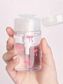 蝴蝶结图案可重复灌装透明PET旅行瓶,卸妆分装瓶,带3.38盎司/6.76盎司便携式按压泵,适用于卸甲油、爽肤水和卸妆液,圆顶设计,仅限手洗,可重复使用,卸妆瓶(手工测量,2厘米误差属正常范围,毫升为精确单位) - 彩色 - 查看 4