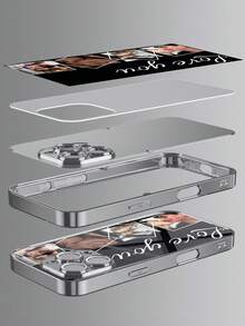 1件 DIY 可客製化個性化照片設計電鍍強化玻璃手機殼，適用於 S24 Ultra/S25 Ultra/S26 Plus 與 Apple Duo/18 Pro Max/17 Pro Max/16 Pro/15/14 Plus/13 Pro/12 Pro Max/11/Xs Max/8/7/6 Plus，可上傳照片（自拍/家人照/寵物照/朋友照）設計專屬印花，媽媽之愛禮物客製化，適合送給女朋友、男朋友、家人與朋友的理想禮物 - 彩色 - 查看 5