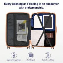 SUNROAD 3 Piece Travel Suitcase With Corner Protectors, 20/24/28 Inch, Durable Hard Shell, 360 Degree Spinner Wheels, Multifunctional, Large Capacity, Lightweight, Fashionable Multicolor - 3 in 1 藏青撞棕色 - 查看 6
